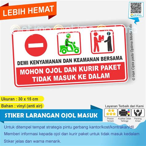 Jual Stiker Ojol Dan Kurir Paket Dilarang Masuk Harap Tunggu Diluar