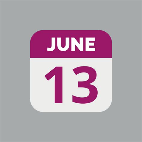 June 13 Calendar Date Icon 23203155 Vector Art at Vecteezy