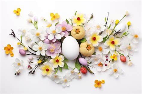 Premium Photo Vibrant Spring Flowers And Easter Egg