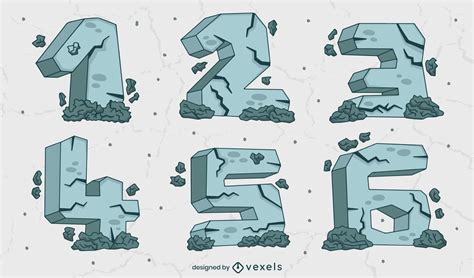 Numbers 1 To 6 Rock Set Vector Download