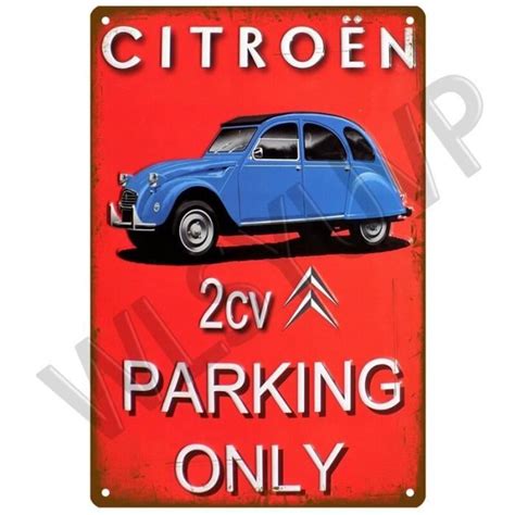 Plaque métallique rétro pour voiture citroën 2cv décor mural Vintage