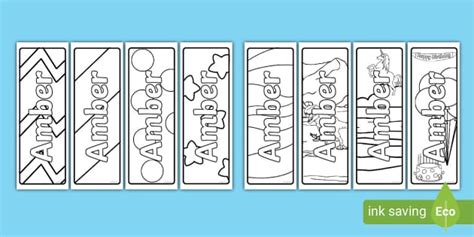 Amber Name Simple Colouring Bookmarks Hecho Por Educadores