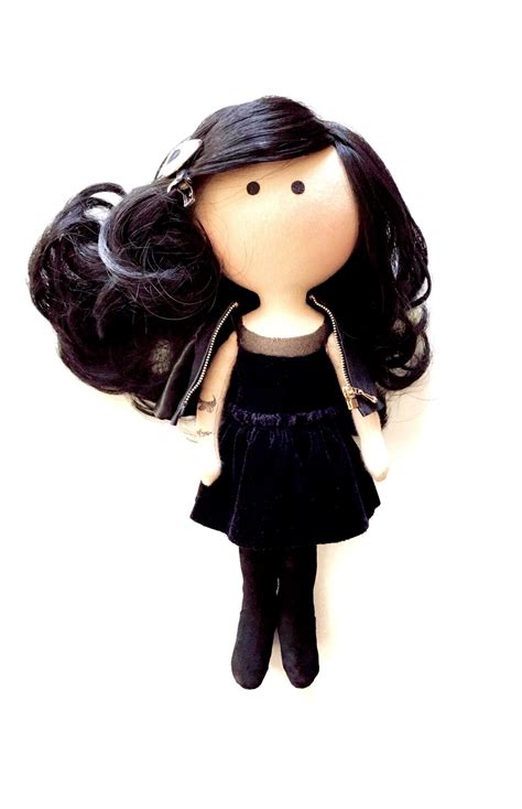 Goth Girl Brunette Handmade Fabric Doll Selfie Portrait Doll Etsy