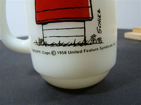 Vintage 1959 Fire King Peanuts Snoopy Coffee Mug I Think Im Allergic