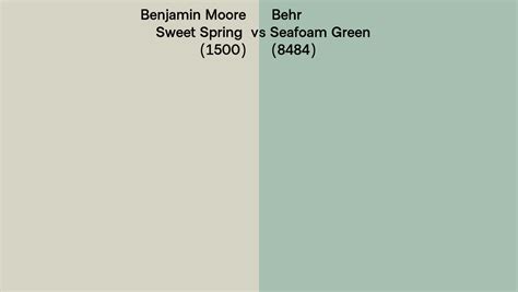 Benjamin Moore Sweet Spring 1500 Vs Behr Seafoam Green 8484 Side By