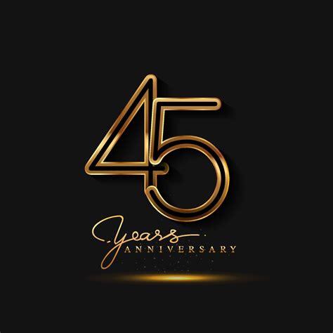 45 Years Anniversary Logo Golden Colored Isolated On Black Background