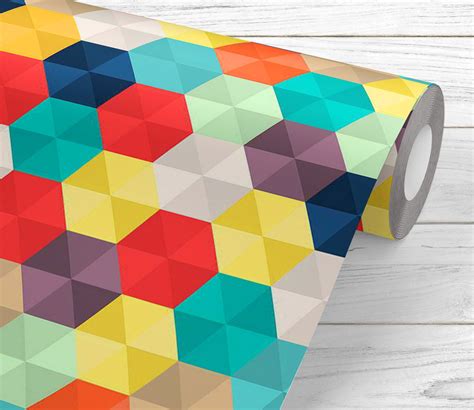 Buy Abstract Colorful Hexagons Non Pvc Self Adhesive Peel And Stick Vinyl