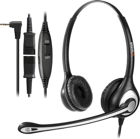 Wantek Auriculares De Tel Fono Con Cable De Doble Oreja Con Conector De