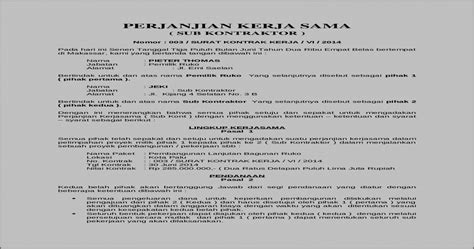 Contoh Surat Perjanjian Sub Kontrak Kerja Konstruksi Surat Lamaran