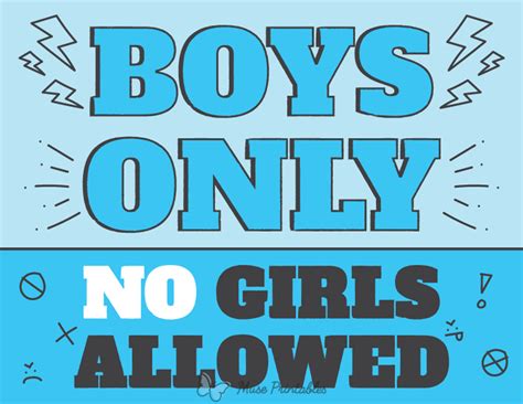 Printable Boys Only No Girls Allowed Sign