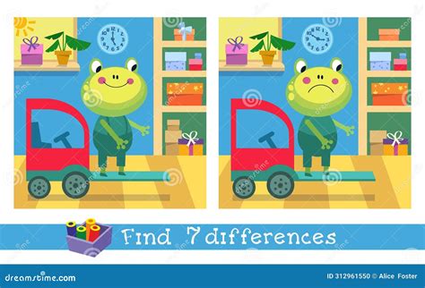 Find 7 Differences Game For Children Frog And Forklift Education For