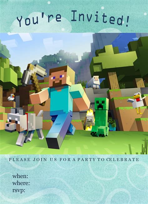 Minecraft Invitation Printables