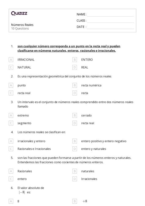 50 Enteros Y Números Racionales Hojas De Trabajo Para Grado 2 En