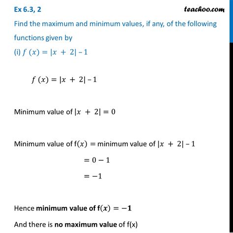 Ex I Class Find The Maximum And Minimum Values If Any