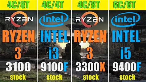 Ryzen 3 3100 Vs Intel I3 9100f Vs Ryzen 3 3300x Vs Intel I5 9400f Pc Games Test 1080p