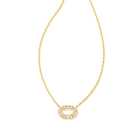 Kendra Scott Elisa Gold Plated Crystal Frame Short Pendant Necklace In