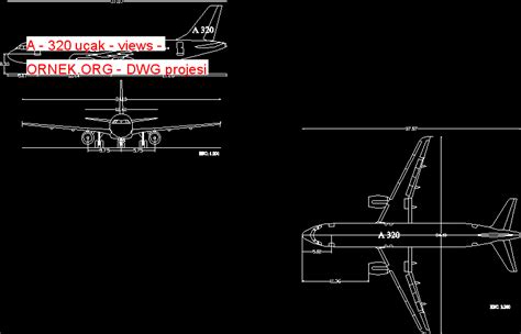 Proje Sitesi A 320 uçak views Autocad Projesi