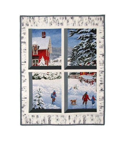 Christmas Quilted Wall Hanging Attic Window Quilt Winter Snow Scene Art Quilt 22 5 X29 25 By