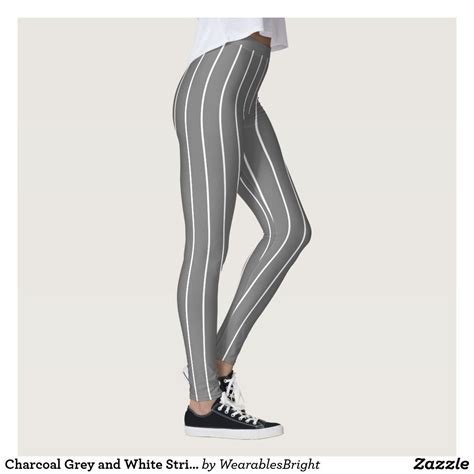 Charcoal Grey And White Stripe Leggings Striped Leggings White