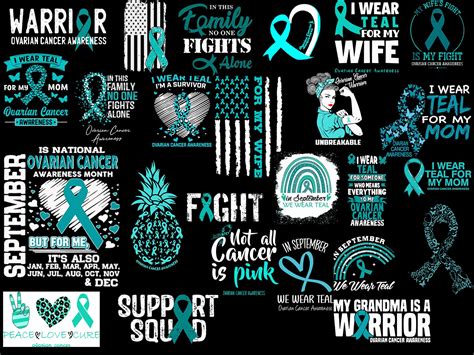 26 Ovarian Cancer Svg Png In September We Wear Teal Ovarian Etsy