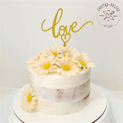 Daisies Birthday Cake With Semi Naked Buttercream Frosting