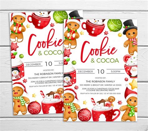 Editable Cookies And Cocoa Party Invitation Cookie Decorating Party Invite Hot Chocolate Bar