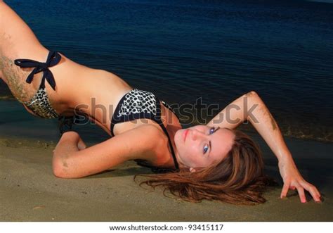 Sexy Bikini Model Posing On Beach Stock Photo 93415117 Shutterstock