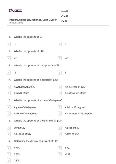 50 Long Division Worksheets For 7th Grade On Quizizz Free And Printable