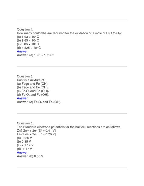 SOLUTION Electrochemistry Mcqs Questions With Answers Studypool