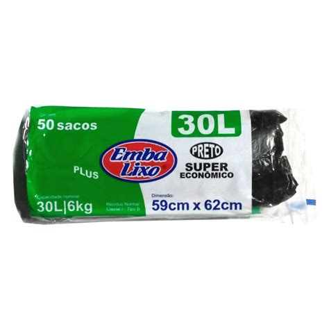 Saco De Lixo 30 Litros 50 Unidades Embalixo Serve Para Cesto De Lixo