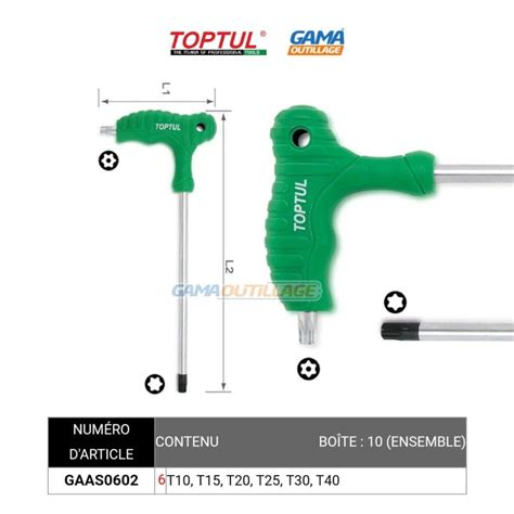 JEUX CLE TORX A POIGNE 06 PCS TOPTUL GAMA OUTILLAGE