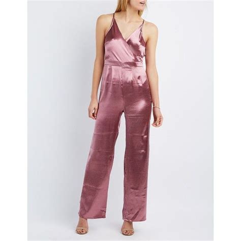 Charlotte Russe Satin Surplice Jumpsuit Liked On Polyvore