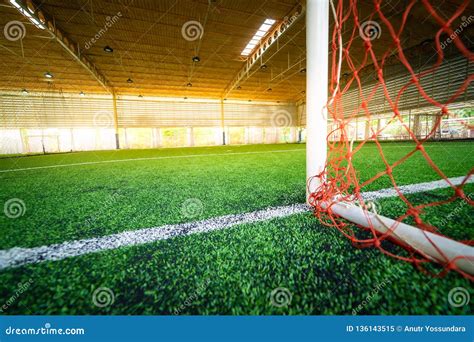 Goal Of An Indoor Football Soccer Training Field Stock Image Image Of