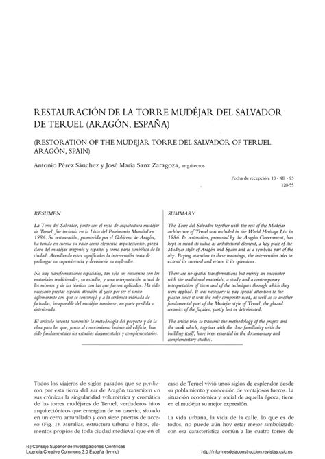 PDF Restauración de la torre mudéjar del salvador de Teruel Aragón