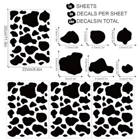 Cow Print Stickers Black Vinyl Cow Print Peel And Stick Wall Decals For