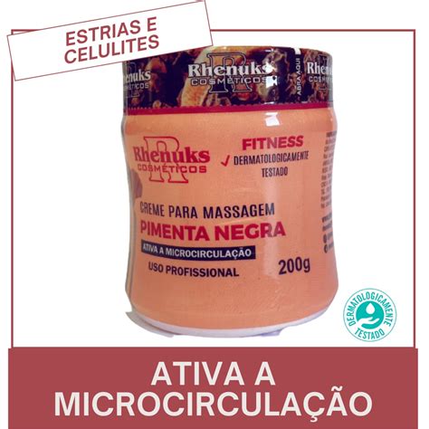 Creme Para Massagem Pimenta Negra G Cada Rhenuks Ajudar Eliminar