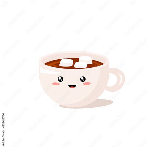 Cute Kawaii Hot Cocoa Icon Clipart Image Isolated On White Background Stock Vector Adobe Stock