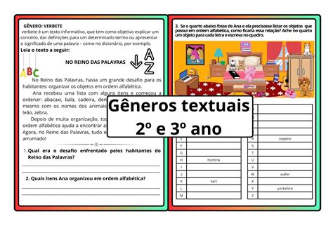 Generos Textuais 2 Ano Ensino Fundamental - Gêneros textuais 2º e 3º ano - Atividades Danusa