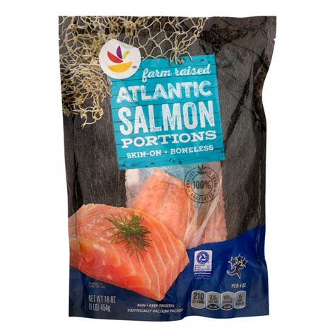 Save on Our Brand Atlantic Salmon Portions Boneless Skin-On Farm Raised ...