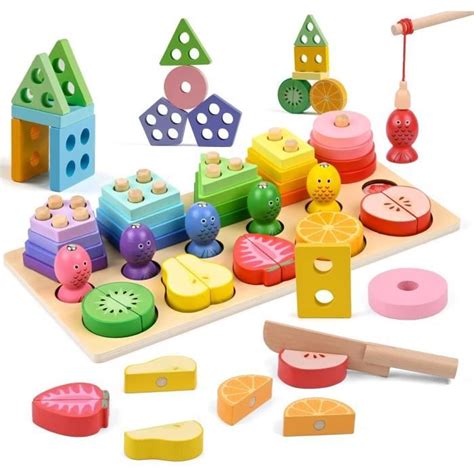 Jeux Montessori Jouet Enfant Jouet En Bois À Empiler Et De Tri 20