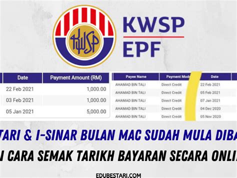 Tarikh Pembayaran I Sinar March Update Jadual