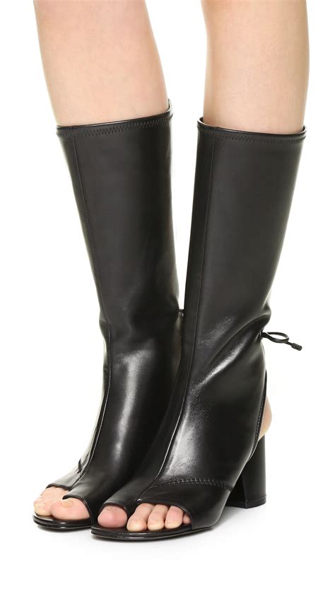 Phillip Lim Leather Drum Open Toe Boots In Black Lyst