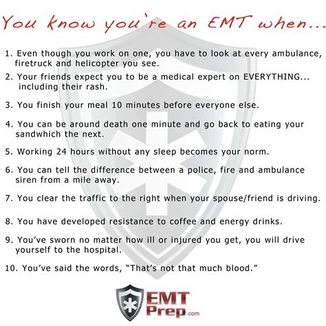 You Know Youre An Emt When Paramedic Top 10 Emt