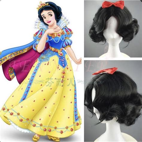 Peruca Branca De Neve - Peruca cosplay Princesa Branca de Neve e o 7 Anoes preta de 30 cm ...