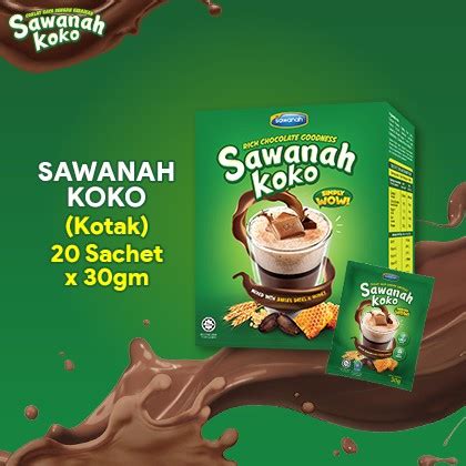 20 Sachet Koko Sawanah Koko Minuman Koko Sedap Berkhasiat Sachet