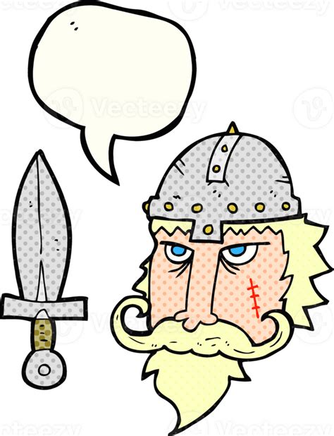 Hand Drawn Comic Book Speech Bubble Cartoon Viking Warrior Png