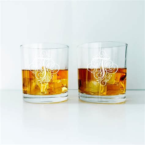 Juego De Vasos De Whisky Personalizados Con Inicial Monogramada