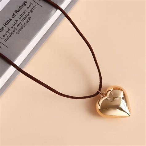 Heart Pendant Charm Choker Necklace Fashionable Neckchain Long Chain