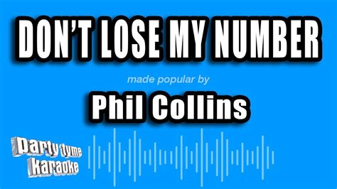 Phil Collins Don T Lose My Number Karaoke Version Youtube