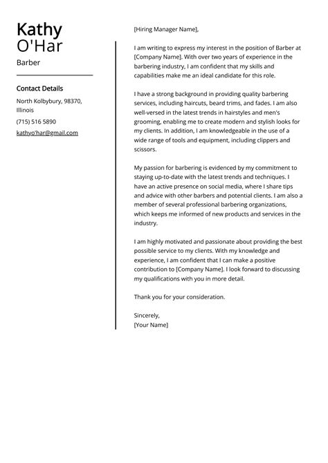 Barber Cover Letter Example Free Guide